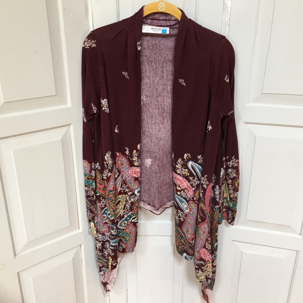 Anthropologie Sparrow Paisley Waterfall Cardigan
